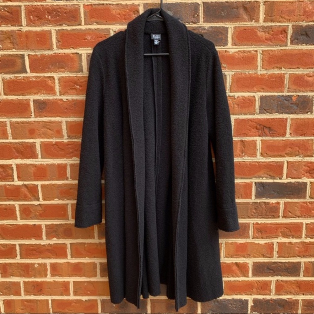 Eileen Fisher Long Wool Cardigan Sweater Jacket